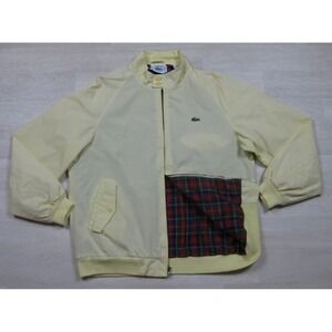 Vintage 80s Izod Lacoste Harrington Bomber Jacket Men's (L) Yellow Tartan Lining